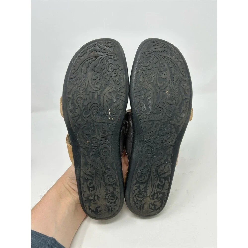 Naot Thong Sandals Womens Brown & Pewter Slip-On Comfort Contoured Footbed 38